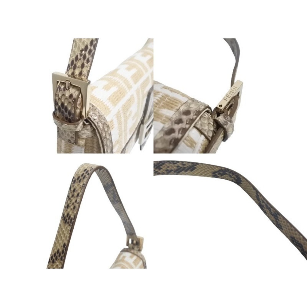 Fendi Python Zucca Shoulder Bag White Raffia Bagu… - image 5